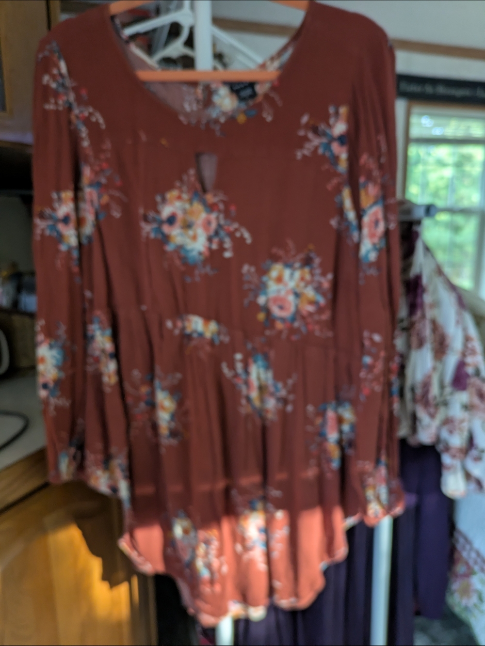 torrid Rust Floral Keyhole Peplum Tunic